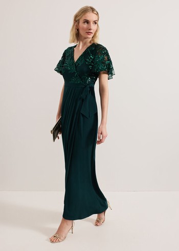 Phase Eight Minty Wrap Dress Dark Green Canada | LJVCDS-015